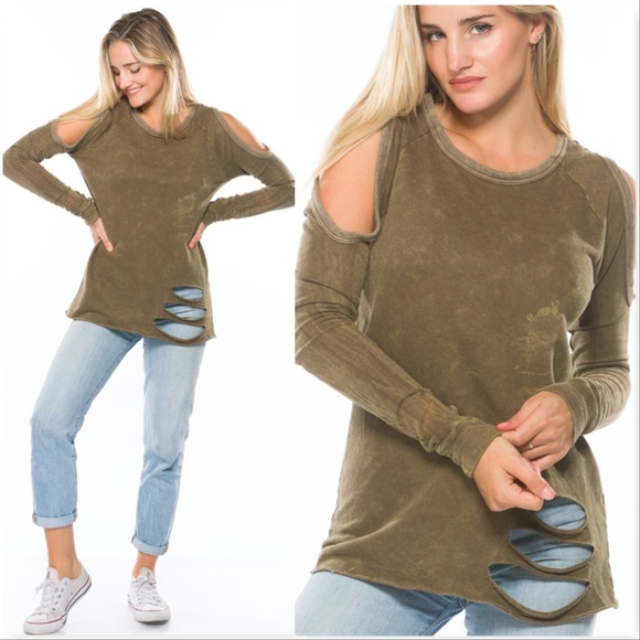 DISTRESSED BURN OUT TIE-DYE TOP - Picture 2 of 4